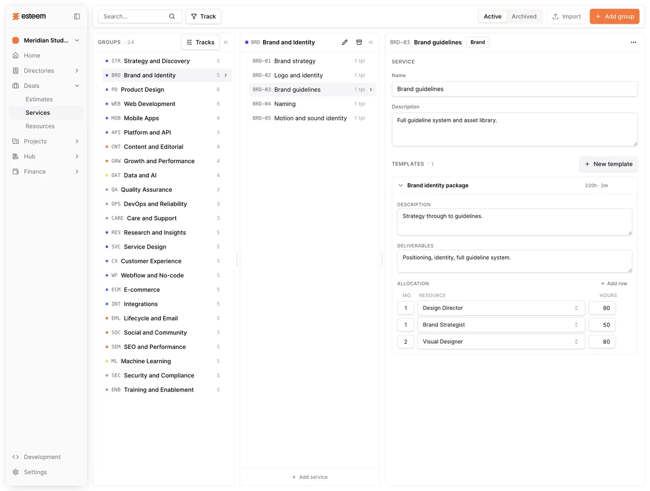 Esteem deals and estimate builder